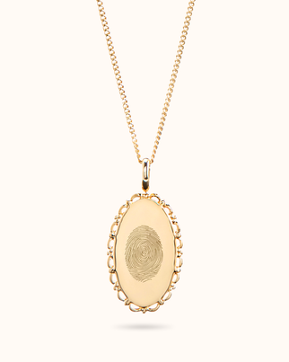 Fingerabdruck Vintage Oval Kette - Vergoldet