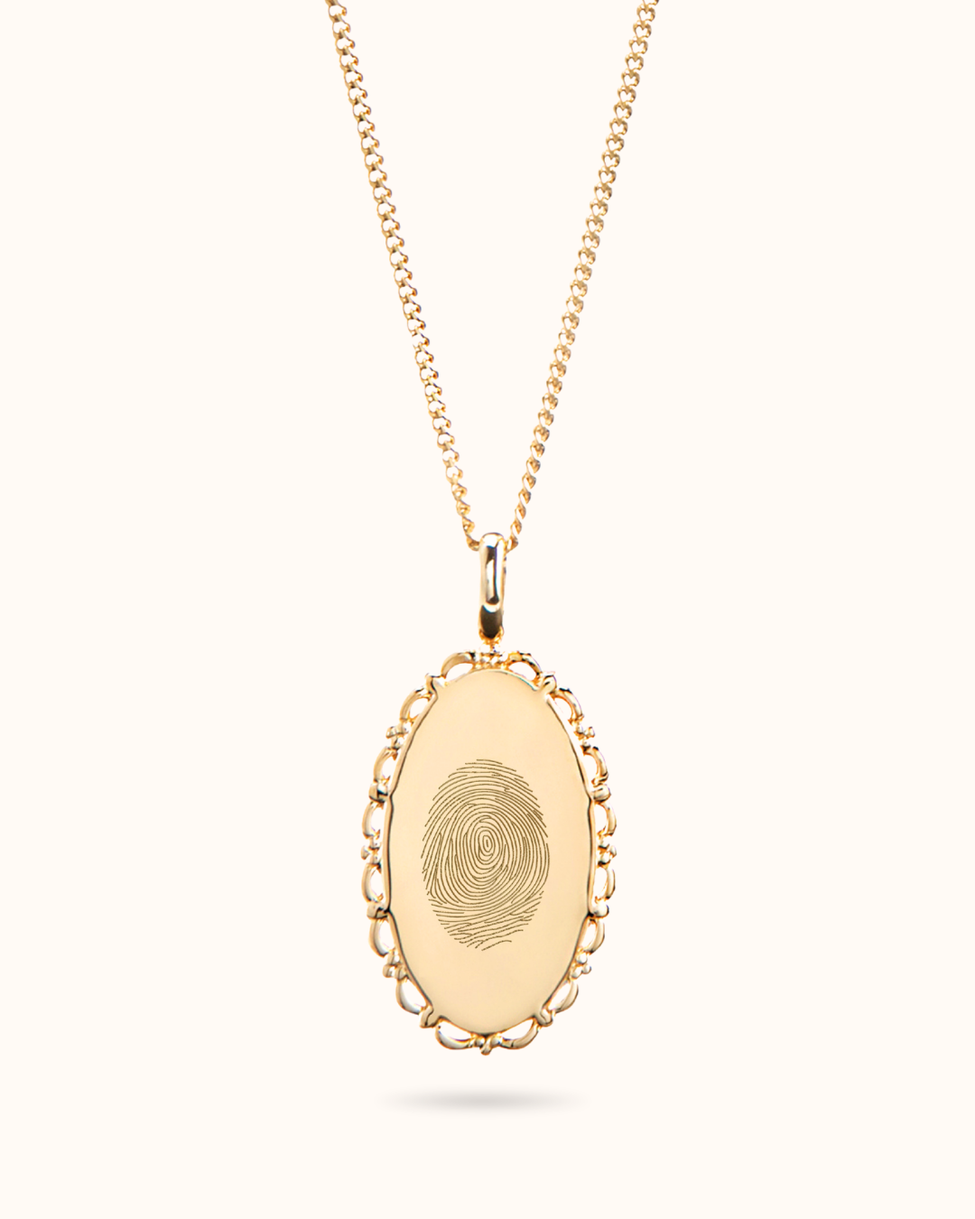 Fingerprint Vintage Oval Necklace - Gold plated