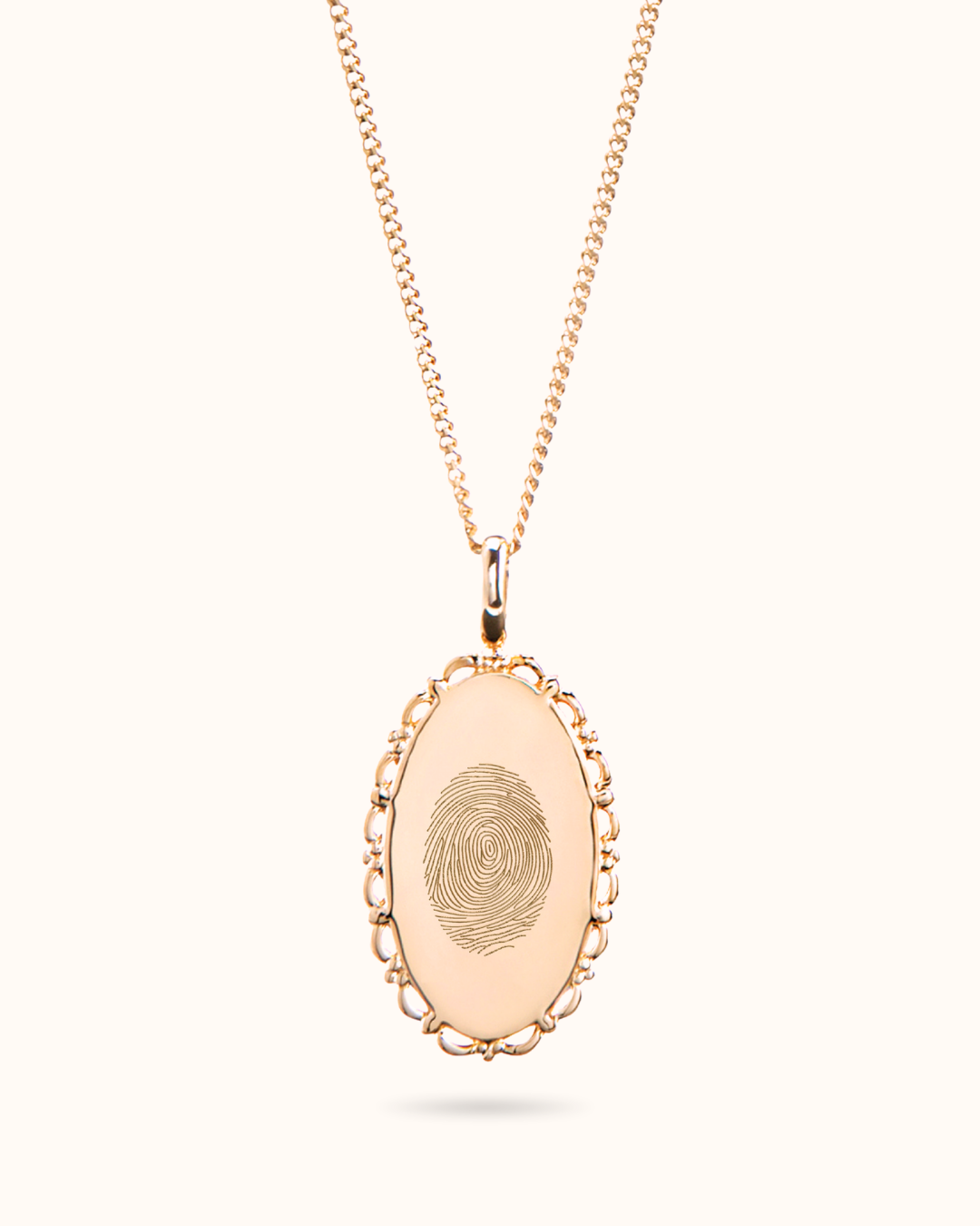 Vingerafdruk Vintage Oval Ketting - 18k Rosé Verguld