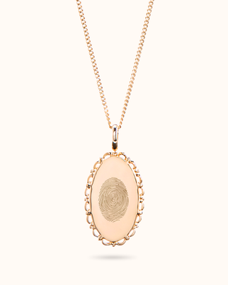 Fingerabdruck Vintage Oval Kette - Rose vergoldet