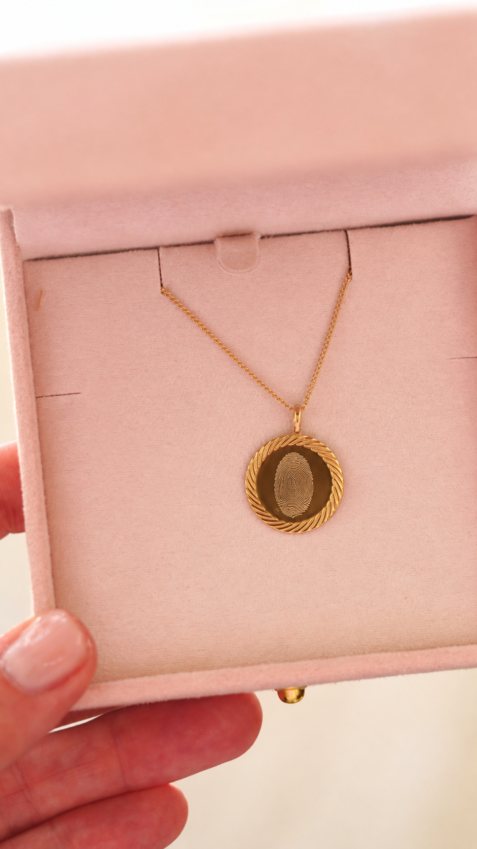 Vingerafdruk Classic Coin Ketting - Verguld