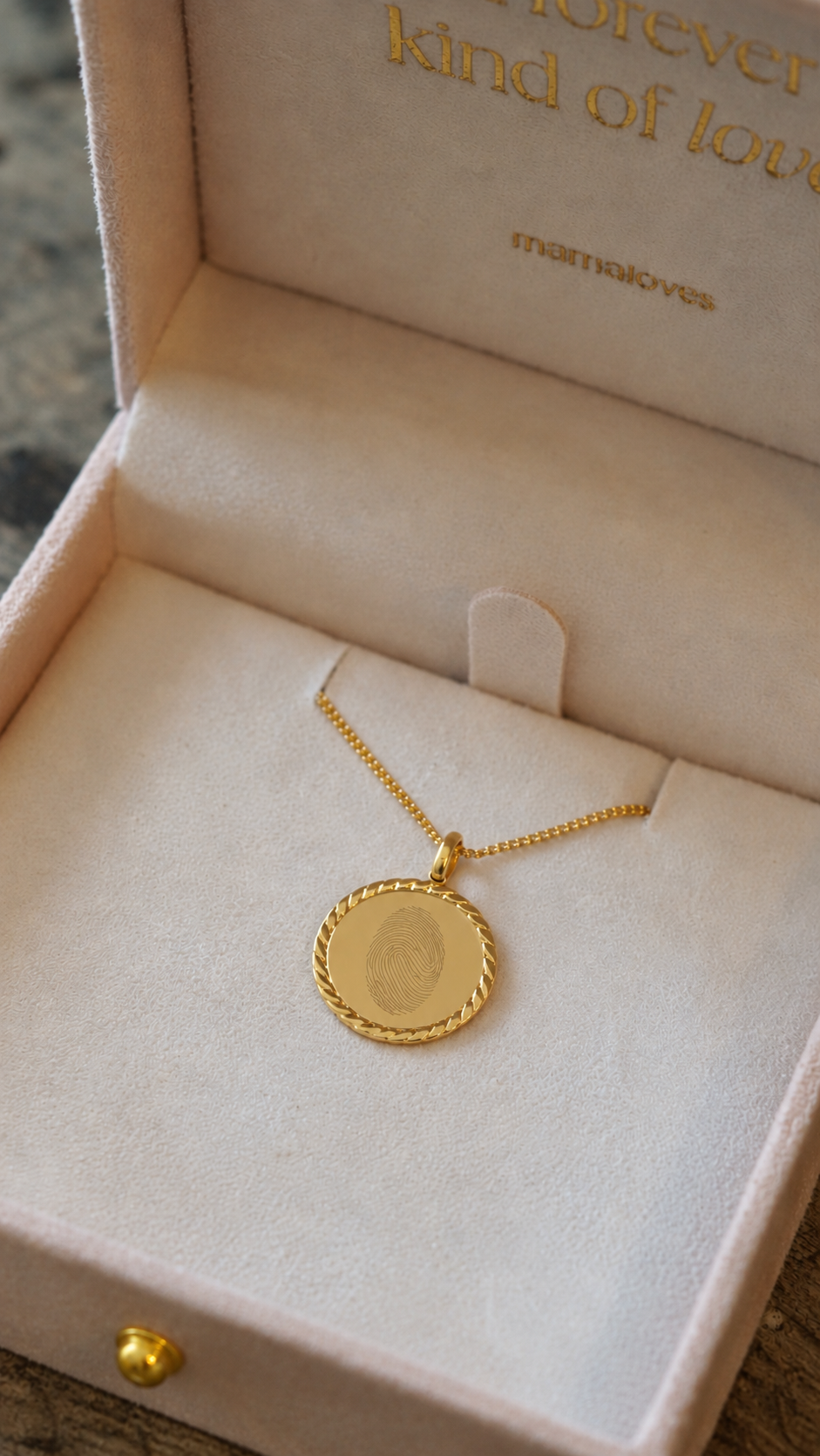 Fingerprint Twisted Rope Coin Necklace – Gold-Plated