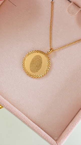 Vingerafdruk Classic Coin Ketting - Verguld