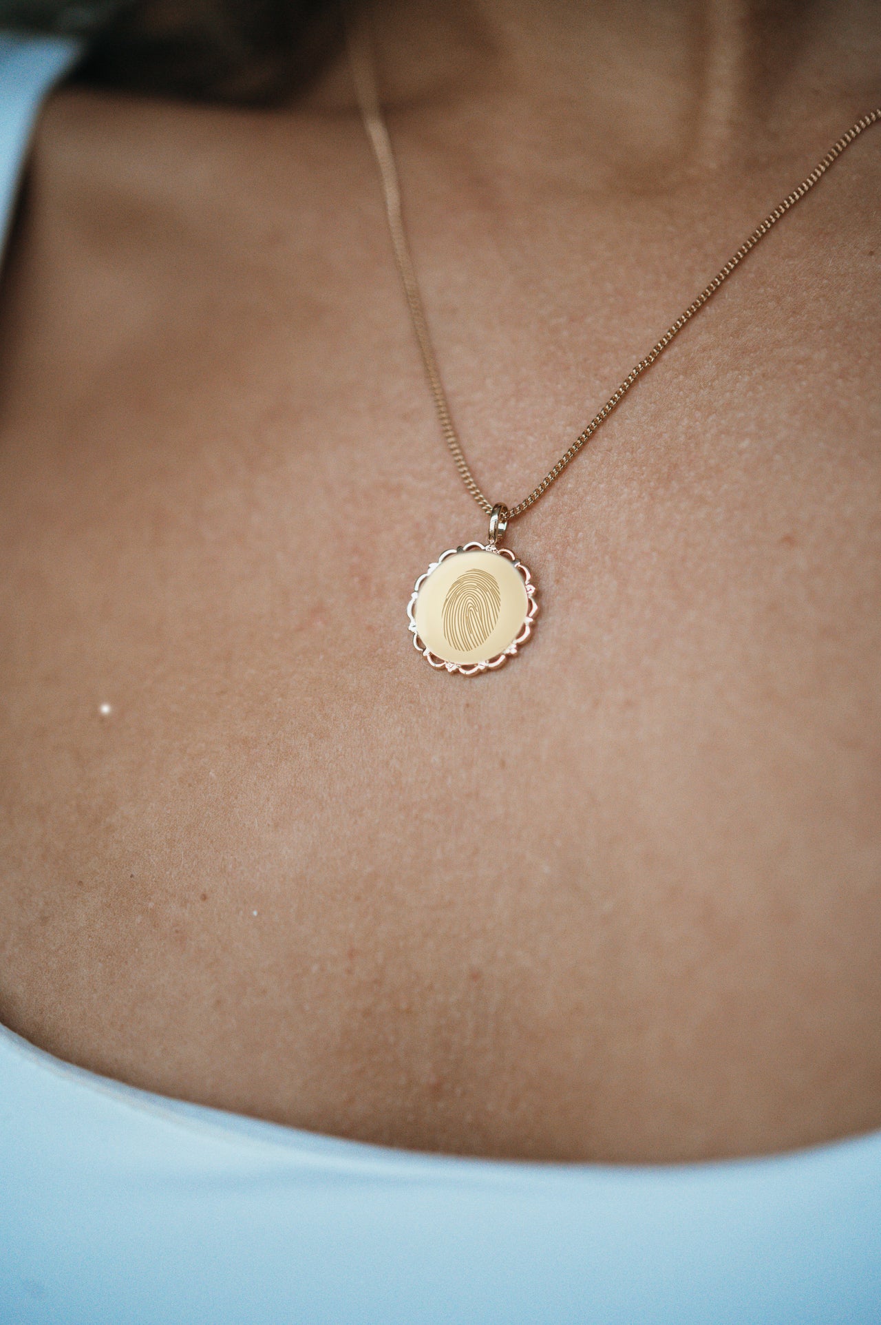 Fingerprint Vintage Coin Necklace - Gold plated