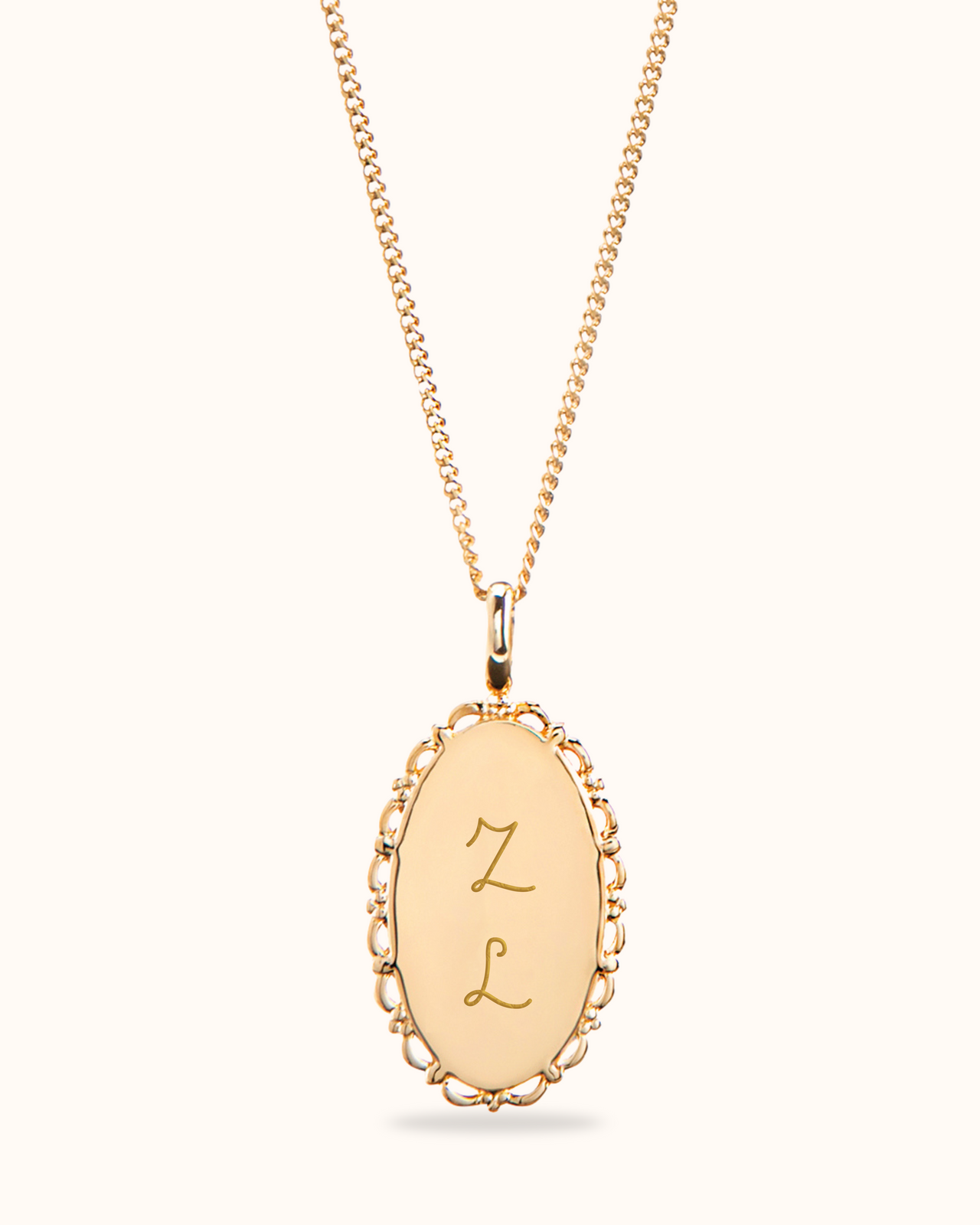 Vintage Oval Necklace - Gold plated