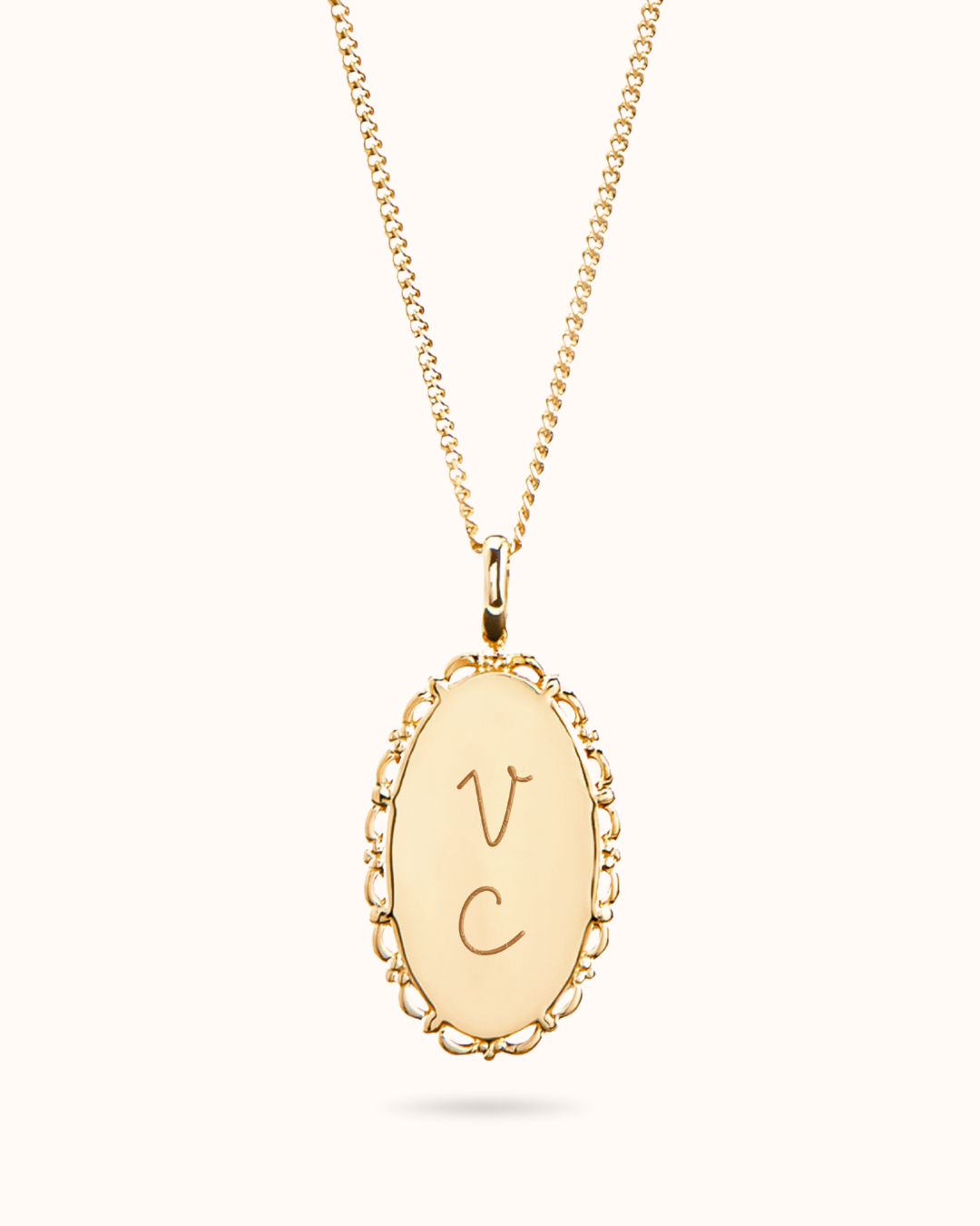 Vintage Oval Necklace - Gold plated