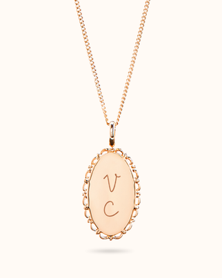 Vintage Oval Necklace - Rose plated