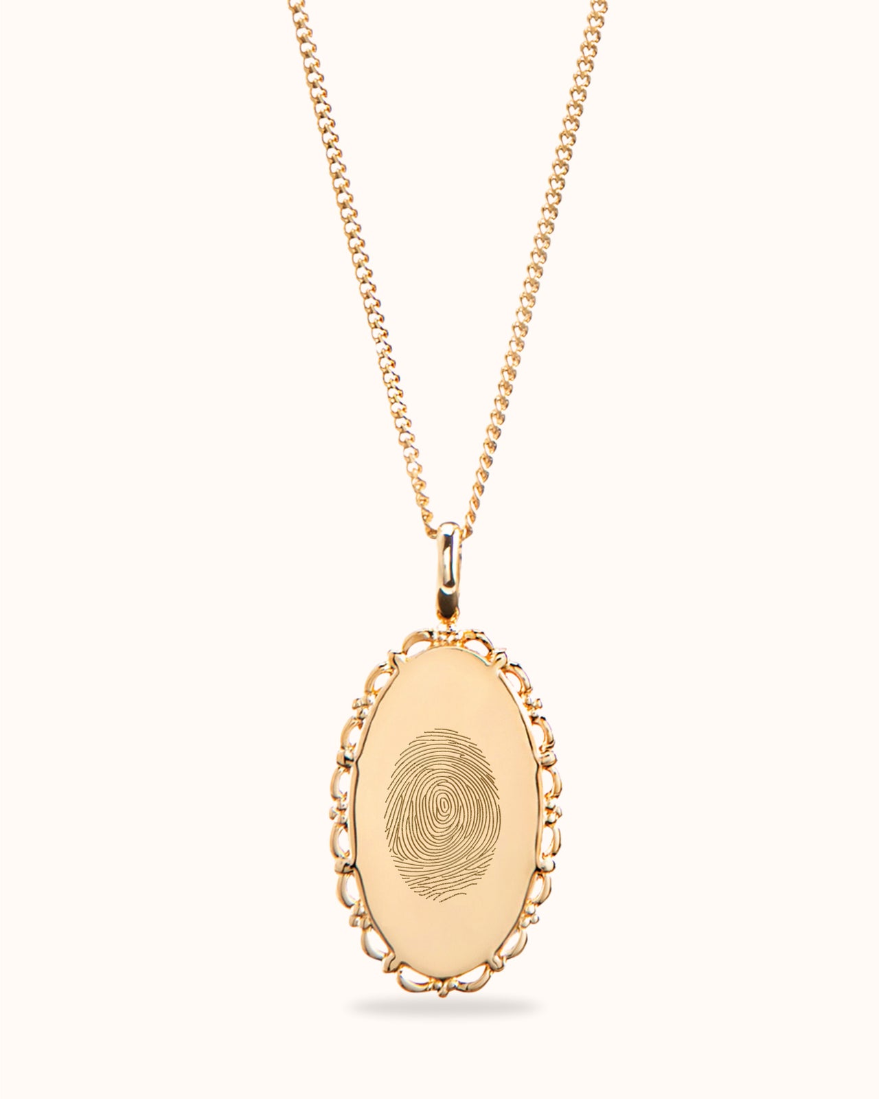 Fingerprint Vintage Oval Necklace - Gold plated