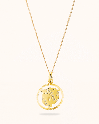 14k Classic Coin Ketting met Kinderhoofdje - 14k Solid Gold