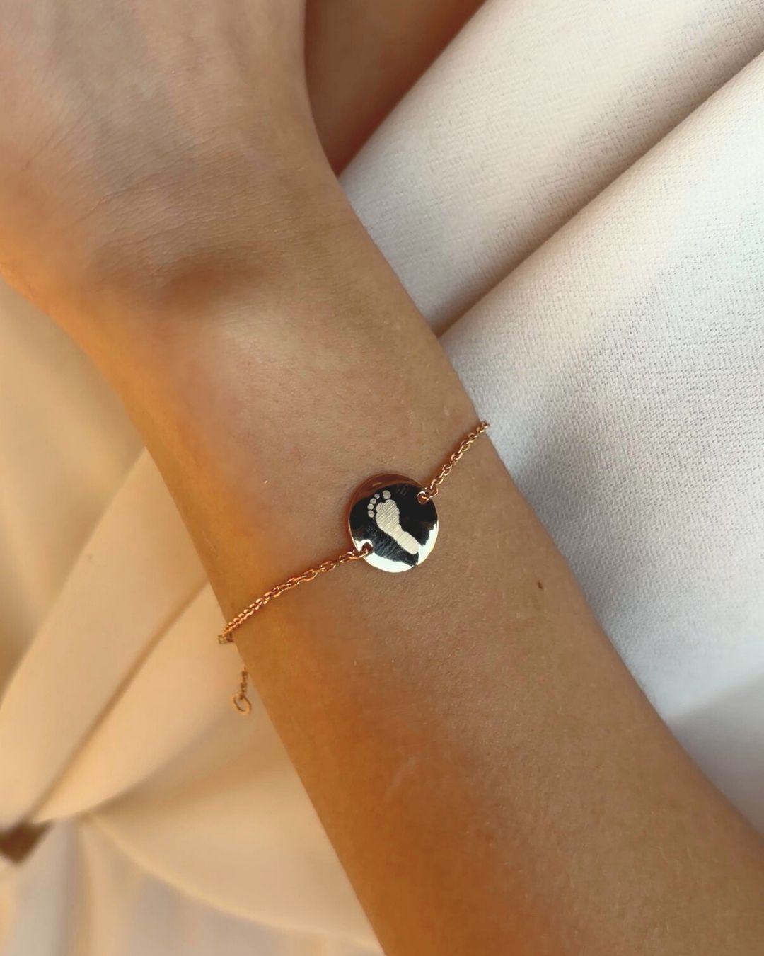 Hand- und Fußabdruck Coin Armband - Vergoldet