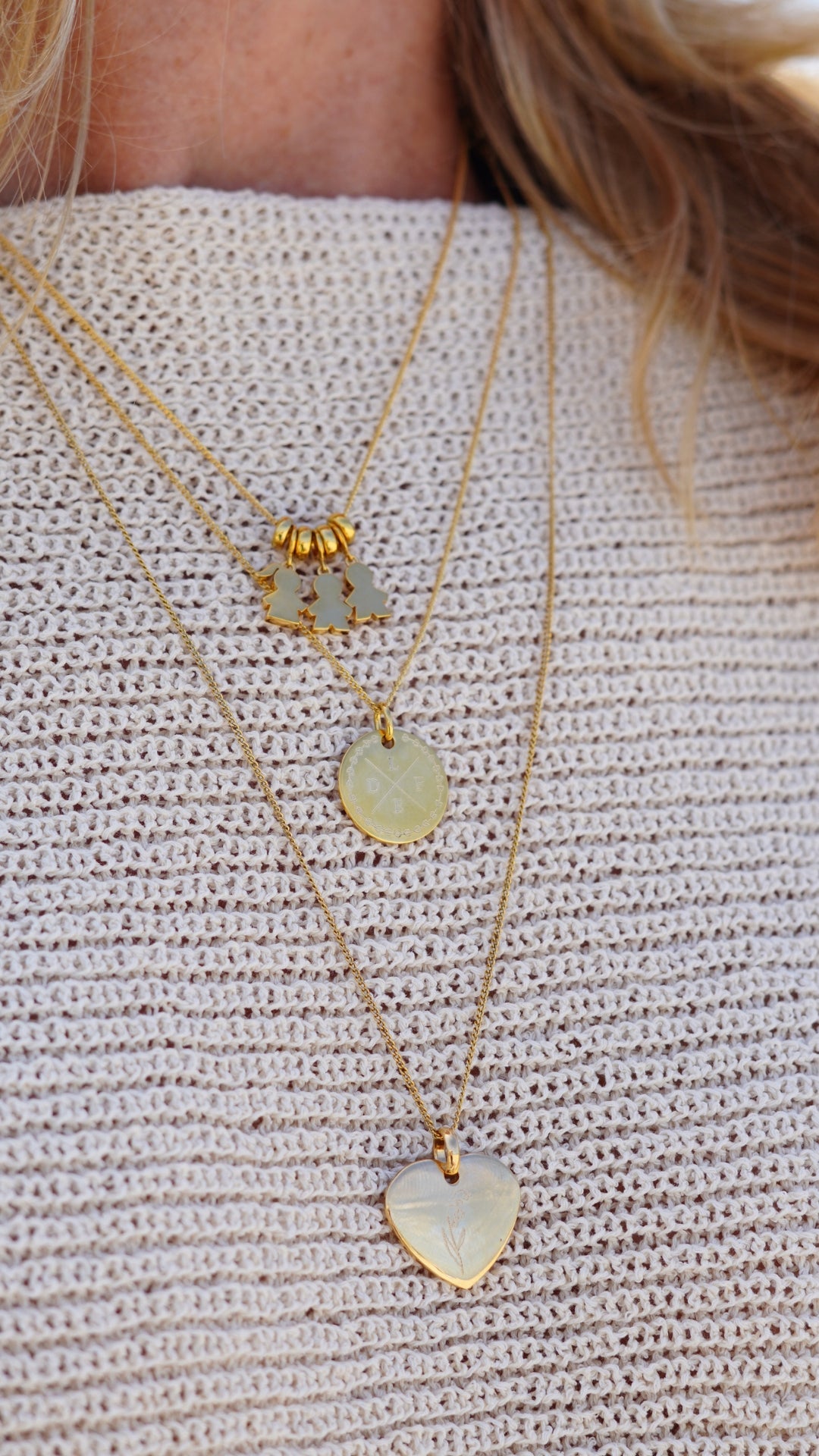 Heart Charm Necklace with name - Gold plated